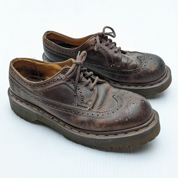 DOC MARTENS 3989 Vintage MIE brown wingtip brogue chunky loafers - Picture 13 of 15